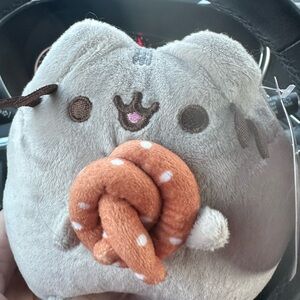 Pusheen Gray and Orange Plush Cat with Pretzel